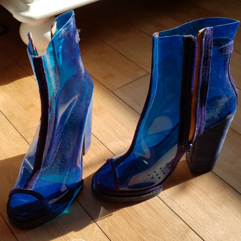 Clear blue pvc boots